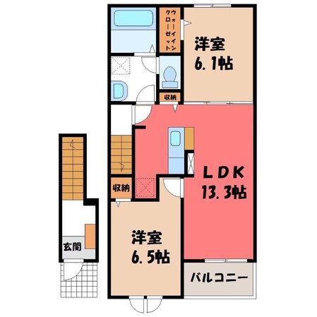 間々田駅 バス2分  乙女八幡宮入口下車：停歩9分 2階の物件間取画像